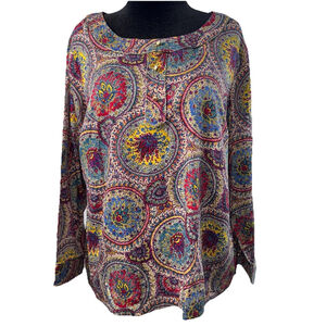 Talbots Floral Paisley Top Longsleeve Multicolor Size 22WP